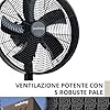 Innoliving Ventilatore Metallo INN-530B/529B, Tavolo o Piantana, Diametro 35-45 cm, 3 Velocità, Modalità Oscillazione, Struttura Robusta Metallo Nero, Inclinazione Regolabile 35-50W Da Tavolo
