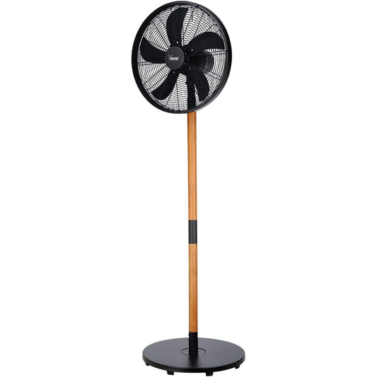 Bimar INB-VPM410 Ventilatore a Piantana Altezza 150 cm in Legno e Metallo, Ventilatore Silenzioso con Selettore 0 +3 Velocità, Elica Ø 40 cm con 5 Pale, Motore 50W, Tasto Oscillazione Dx-Sx