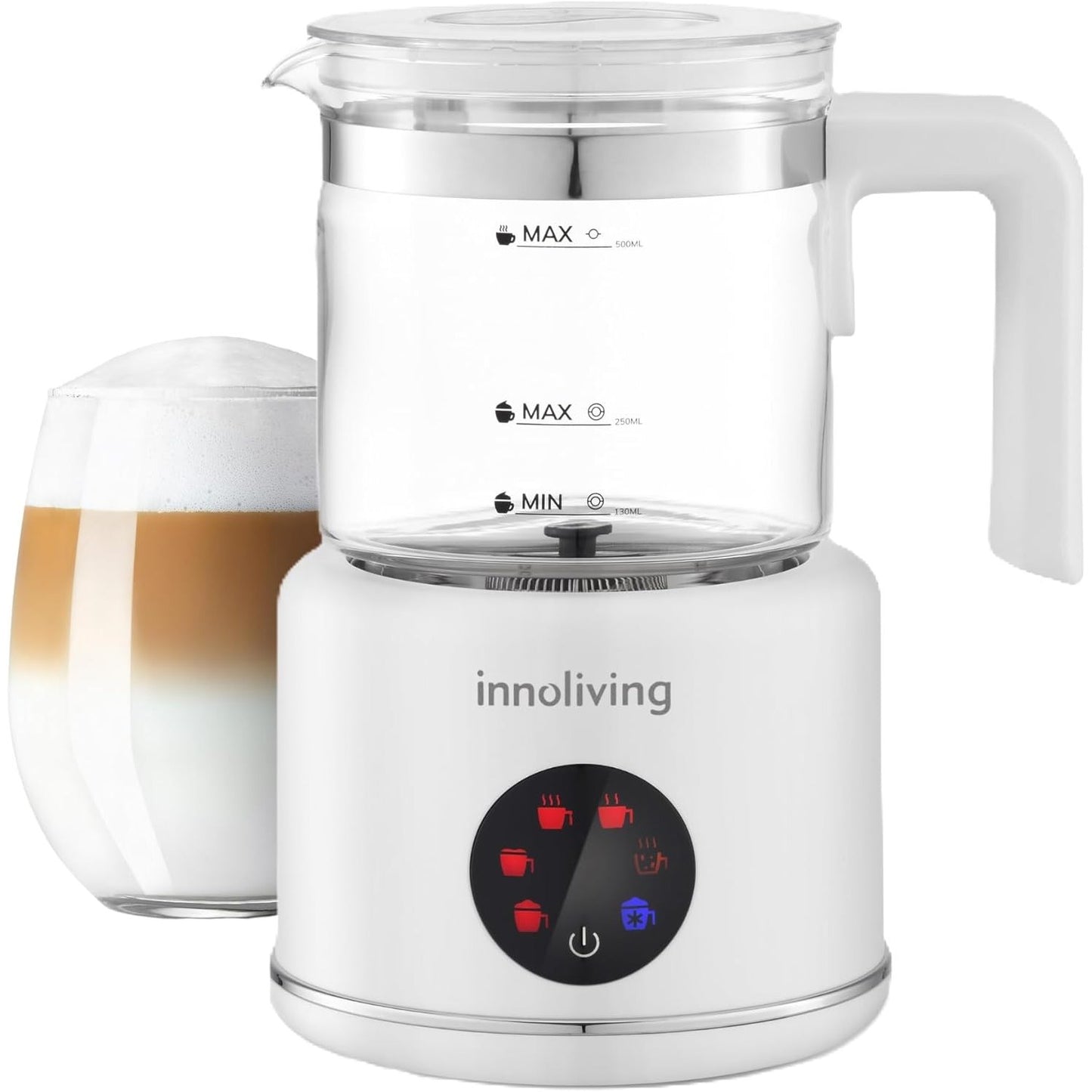 Innoliving Montalatte Elettrico Cappuccinatore INN-786, Capacità 350ml, Schiuma Latte Calda e Fredda, Antiaderente, Compatto, Facile da Pulire, Ideale per Cappuccini e Bevande Calde, Monta e Scalda