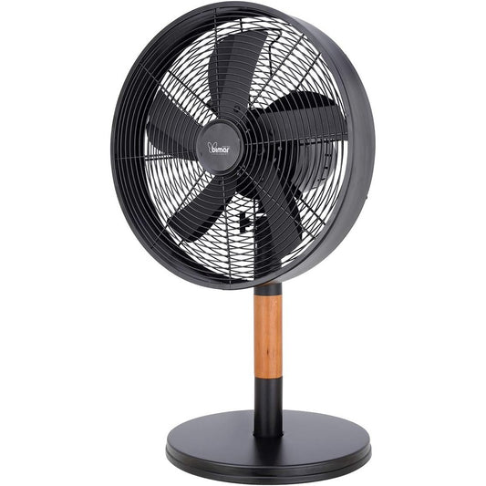 Bimar INB-VTM310 Ventilatore da Tavolo in Legno e Metallo 35W, Elica Ø 30cm con 5 Pale in Alluminio, Pannello Comandi con Manopola, Ventilatore Silenzioso a 3 Velocità, Orientabile Dx Sx Tavolo