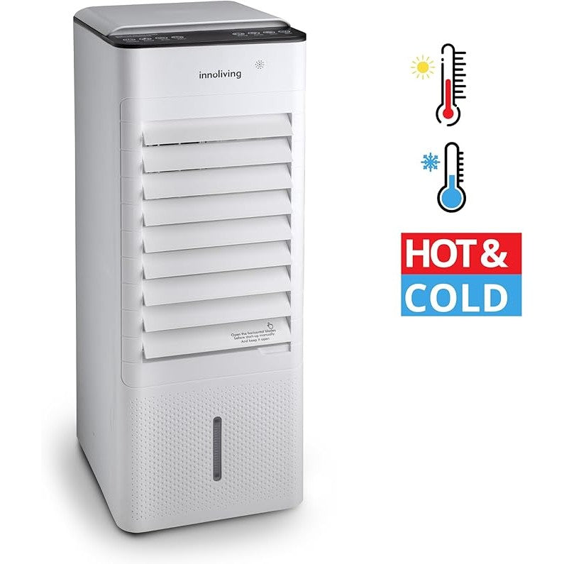 Innoliving Raffrescatore d’Aria Caldo/Freddo 7 Litri INN-508NEW, con Funzione Calore, Pannello Touch, Display Digitale, Telecomando, 3 Velocità, Oscillazione 140°, Serbatoio Removibile