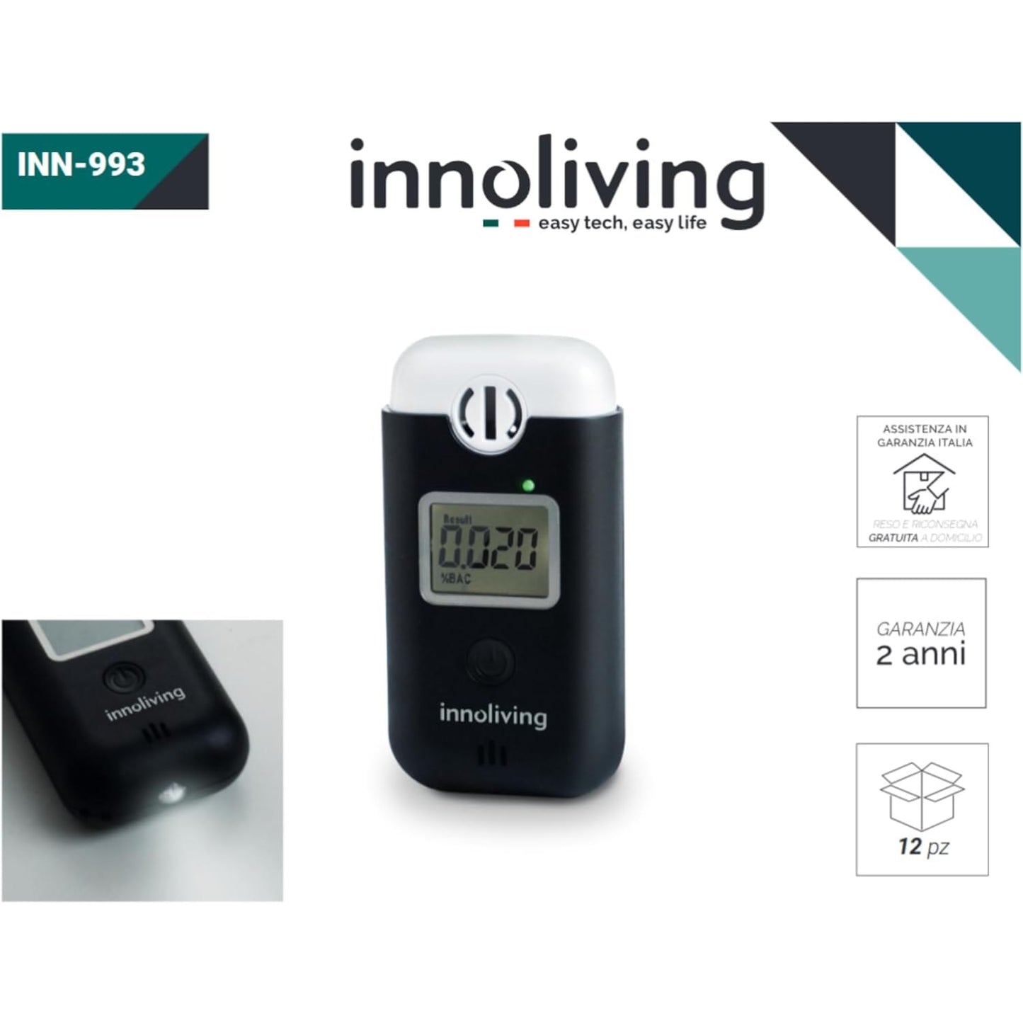 Alcol Tester a Batterie Innoliving INN-993