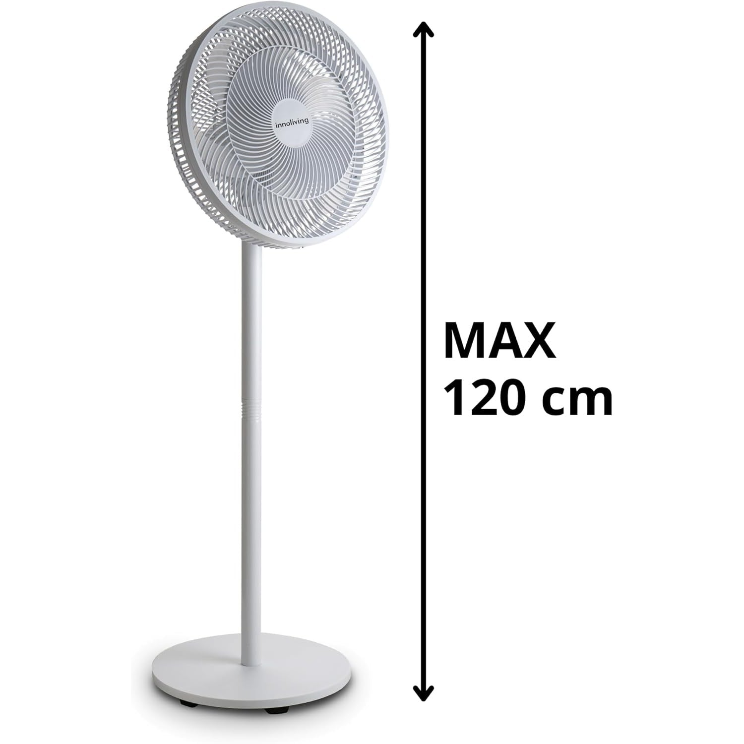 Innoliving Ventilatore a Piantana Slim INN-532, Design Elegante, Diametro 40 cm, 3 Velocità, 6 Pale, Inclinazione Verticale Regolabile, Oscillazione Automatica, Base Stabile, Potenza 45W