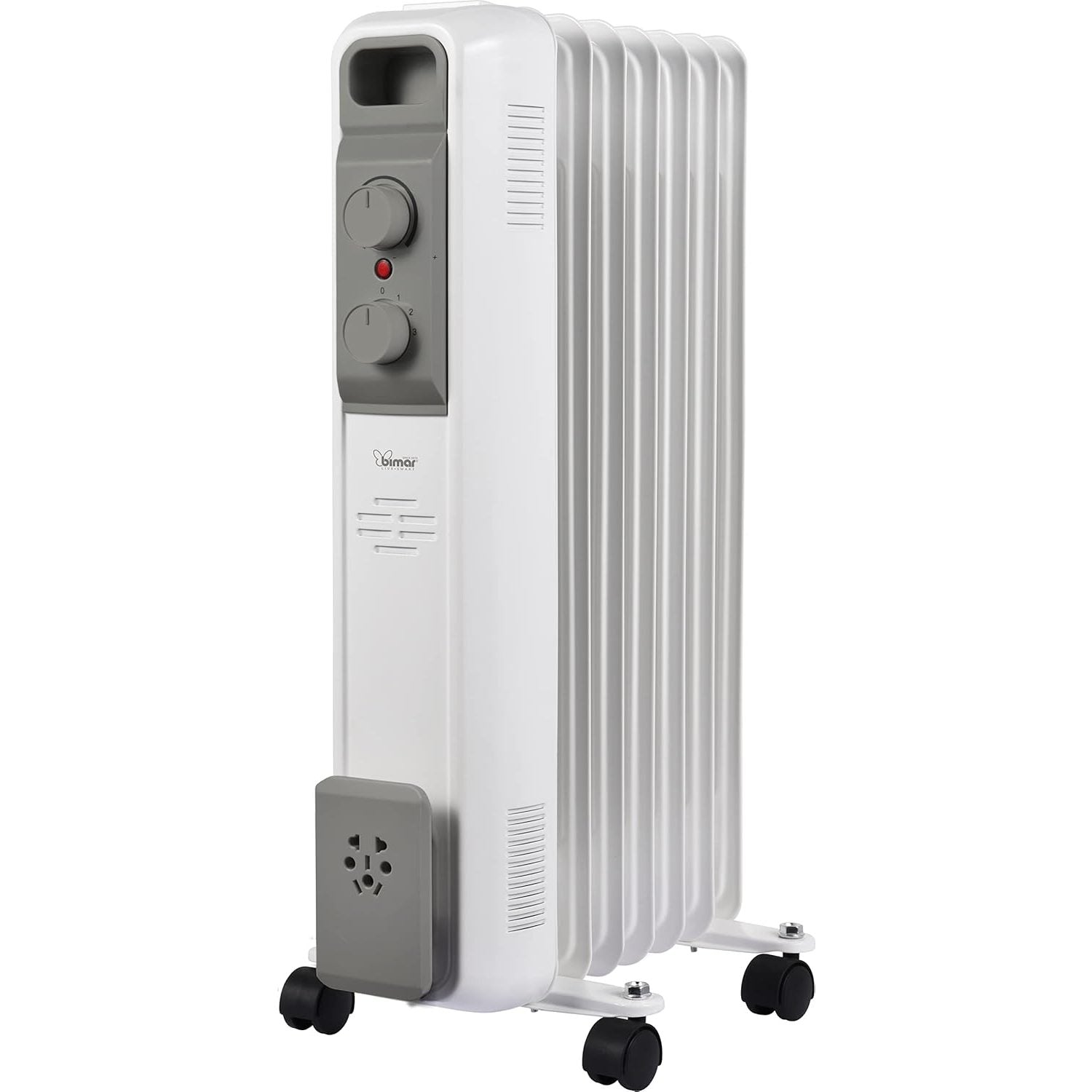 Bimar INB-HO427 Termosifone Elettrico, Radiatore ad Olio a Basso Consumo, Calorifero con 7 Elementi e 5 Canali di Circolazione Termostato Regolabile, 3 Potenze di Riscaldamento, Trasportabile