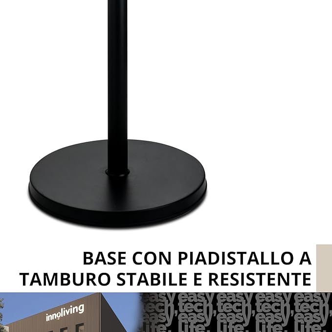 Innoliving Ventilatore da Tavolo in Metallo INN-530B, Diametro 35 cm, 3 Velocità, Modalità Oscillazione, Struttura Robusta Metallo Nero, Inclinazione Regolabile 35W