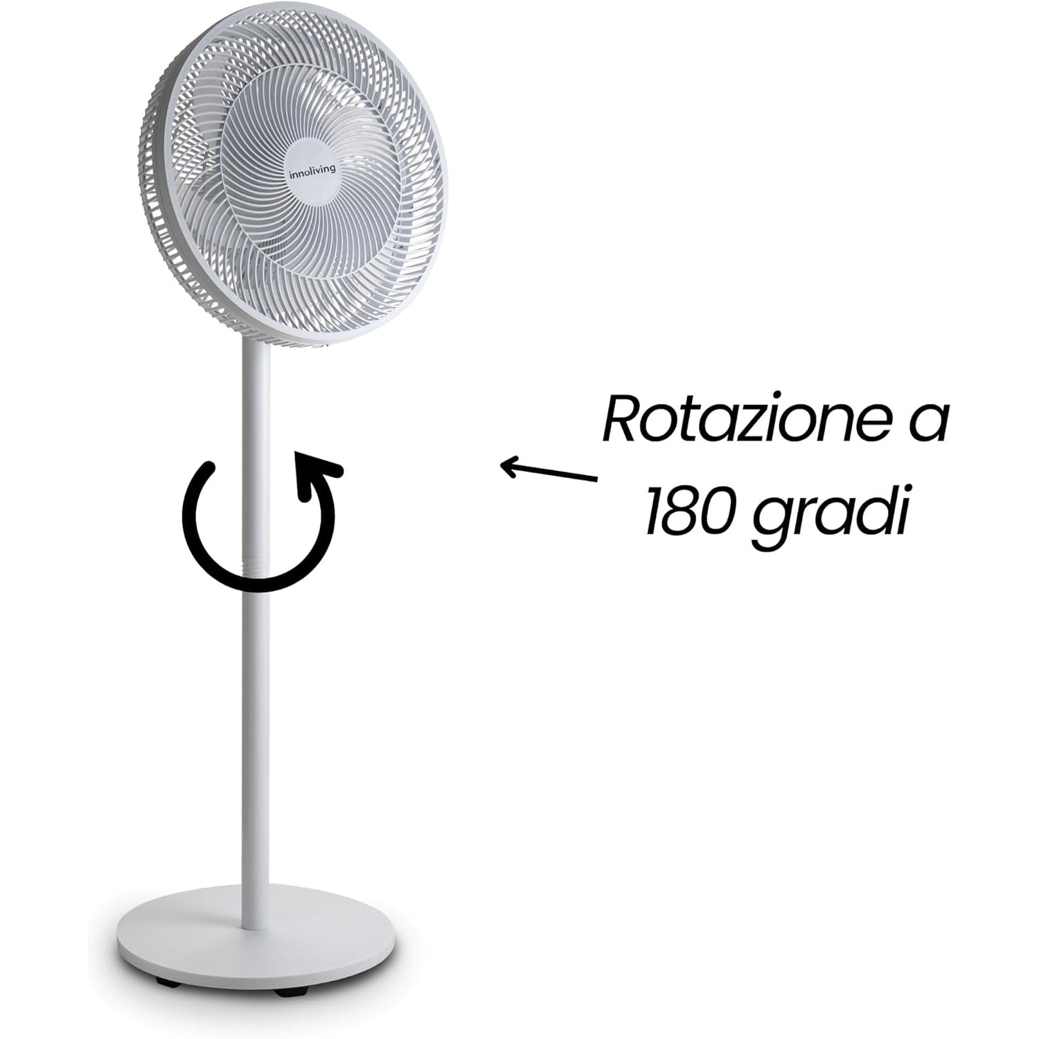Innoliving Ventilatore a Piantana Slim INN-532, Design Elegante, Diametro 40 cm, 3 Velocità, 6 Pale, Inclinazione Verticale Regolabile, Oscillazione Automatica, Base Stabile, Potenza 45W