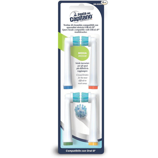 Pasta del Capitano Testine di Ricambio INN-90804 per Spazzolini Elettrici Oral-B®, Tecnologia a Setole Incrociate per Pulizia Profonda, Compatibilità Ampia per un'Igiene Orale Impeccabile