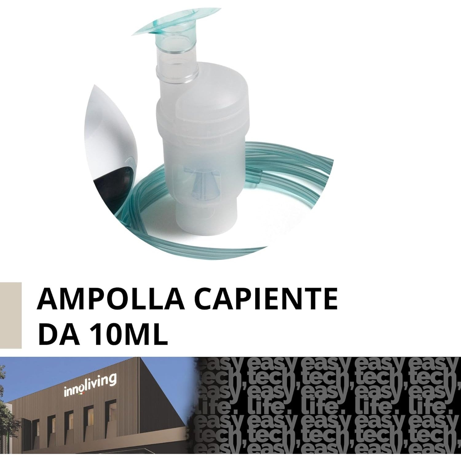 Innoliving Medifit Aerosol a Pistone INMD-NB-218C, Nebulizzatore Silenzioso e Potente, Completo di Mascherina e Ampolla, Areosol per Bambini e Adulti, Facile da Usare e Pulire