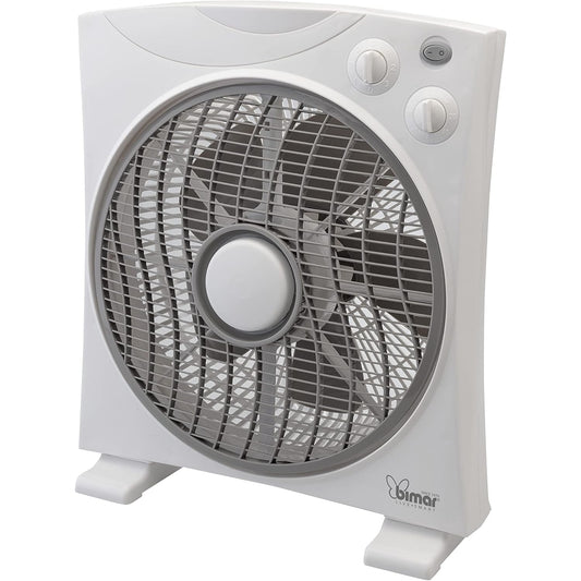 Bimar INB-VBOX39T Ventilatore Box con Timer fino a 120 Minuti da 45W, Ventilatore da Appoggio con Selettore 3 Velocità, Elica Ø 29cm con 5 Pale, Griglia Frontale Rotante, Dimensioni Ridotte