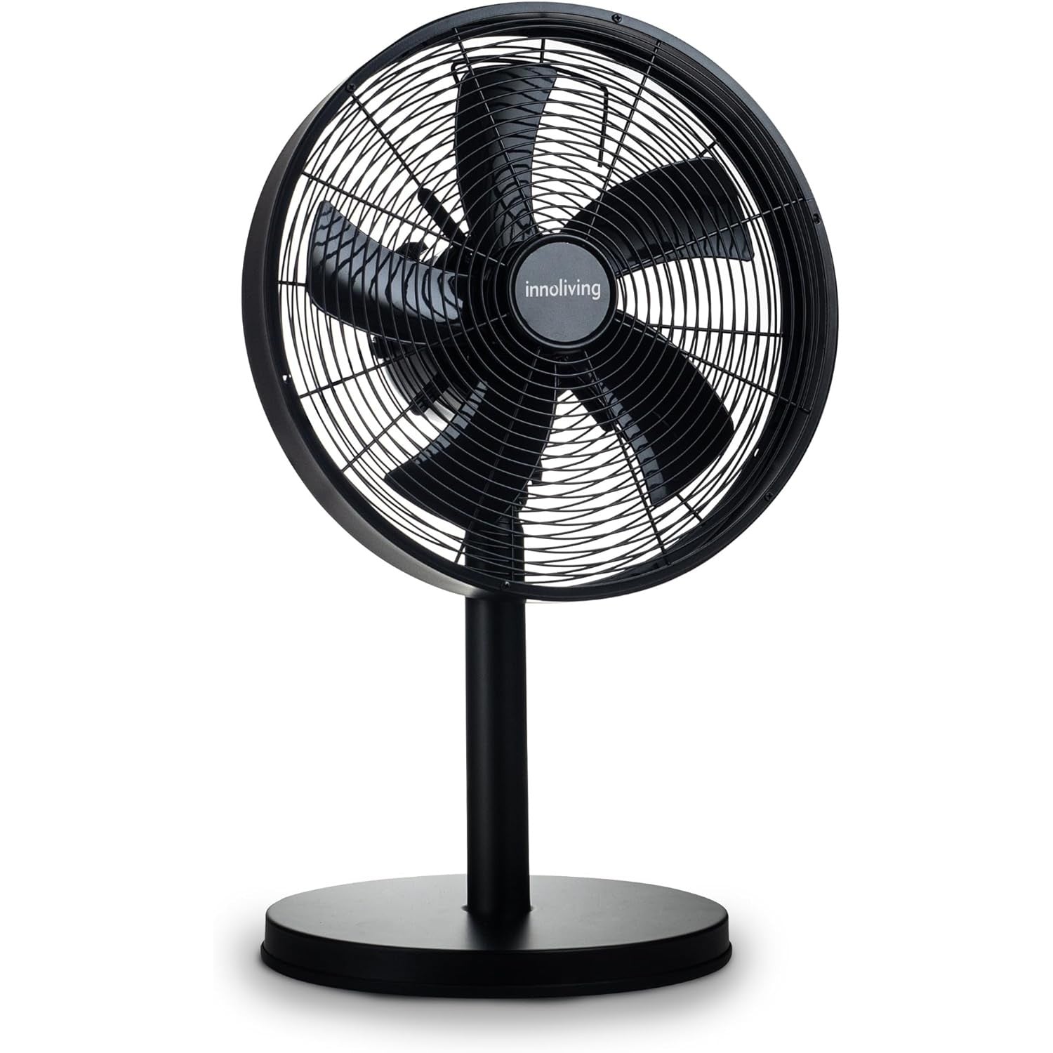 Innoliving Ventilatore Metallo INN-530B/529B, Tavolo o Piantana, Diametro 35-45 cm, 3 Velocità, Modalità Oscillazione, Struttura Robusta Metallo Nero, Inclinazione Regolabile 35-50W Da Tavolo