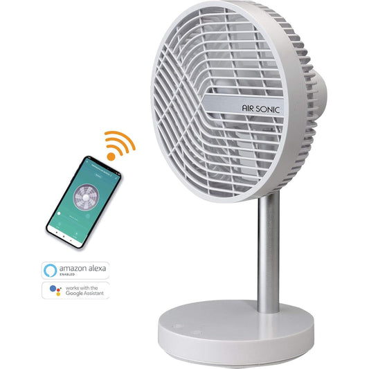 Bimar INB-VD220.1 Ventilatore da Tavolo Silenzioso USB, Batteria Ricaricabile Litio, portatile D.20 cm, Oscillante, Controllo vocale, Wireless Senza Fili, 4 Velocità, Altezza 37 cm