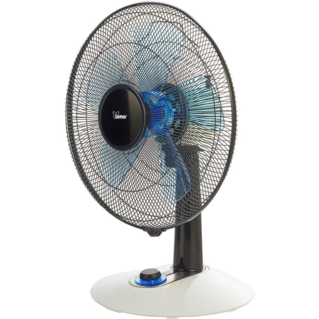 Bimar INB-VT455 Ventilatore da Tavolo Silenzioso 60W, Elica Ø 40cm con 3 Pale in Alluminio, Pannello Comandi con Manopola Retroilluminata, Ventilatore da Scrivania a 3 Velocità, Orientabile Alto e Basso