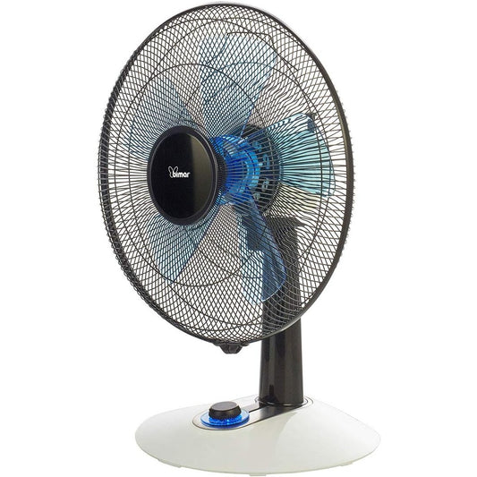 Bimar INB-VT455 Ventilatore da Tavolo Silenzioso 60W, Elica Ø 40cm con 3 Pale in Alluminio, Pannello Comandi con Manopola Retroilluminata, Ventilatore da Scrivania a 3 Velocità, Orientabile Alto e Basso