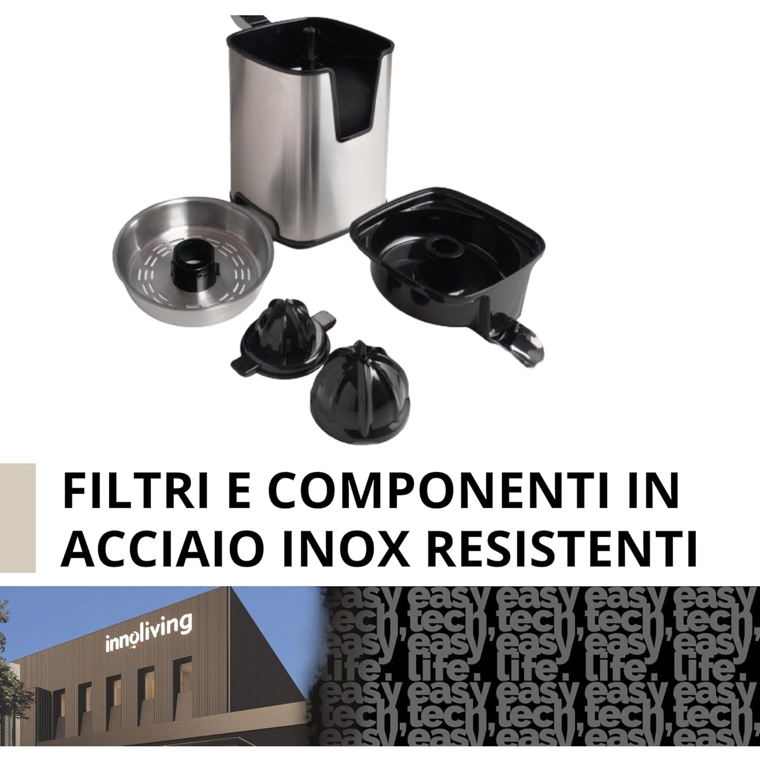 Innoliving Spremiagrumi Elettrico Potente con Leva INN-884/INN-885, Silenzioso, Facile da Usare e Pulire, Ideale per Succo di Agrumi, Design Compatto e Moderno