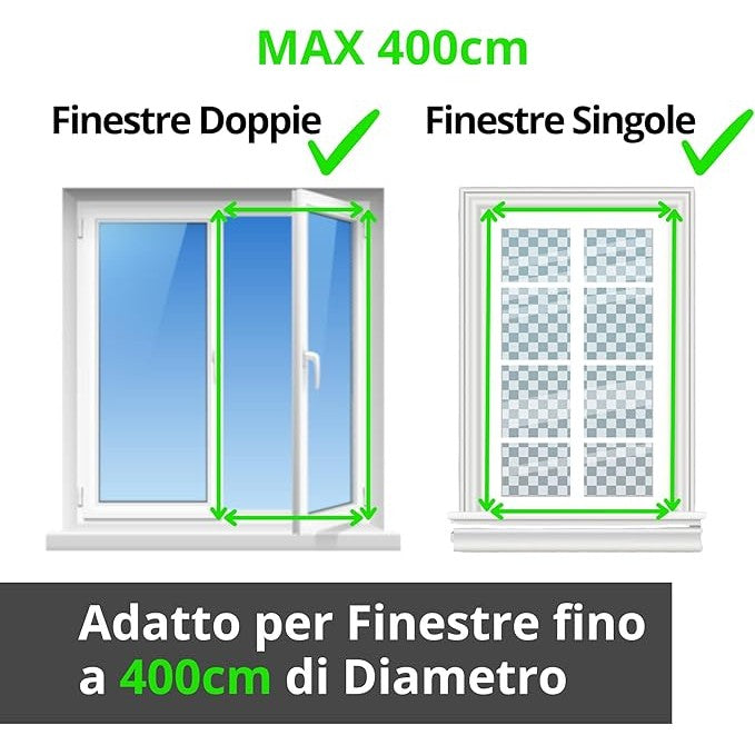 Innoliving Guarnizione Universale per Finestre INN-52001, Compatibile con Condizionatori d’Aria Portatili, Design Regolabile fino a 4m, Materiale Impermeabile TERYLENE, Sistema a Velcro con Zip