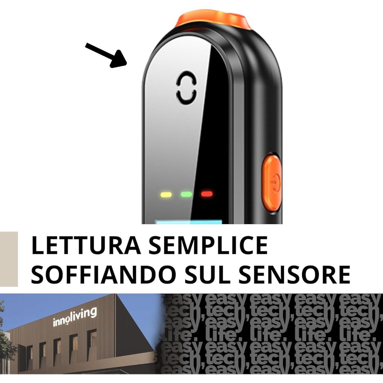 Innoliving Alcool Tester Ricaricabile Portatile e Preciso, Display Digitale, Rilevazione Rapida del Tasso Alcolico, Sensore Avanzato, per Uso Personale e Sicurezza Auto, USB-c INN-991