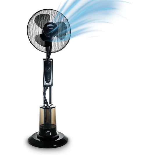 Innoliving Ventilatore a Piantana con Nebulizzatore INN-531, 3 Velocità, Getto Regolabile, Serbatoio 3L, Oscillazione e Inclinazione Regolabile, Timer 60 Min, Potenza 75W, Base Rotonda, Design Classic