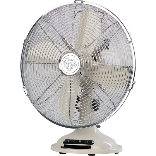 Bimar INB-VTM35 Ventilatore da Tavolo Avorio Vintage 35W, Corpo in Metallo, Elica Ø 30cm con 4 Pale, Comandi Vintage con Levetta Selettore Velocità, Ventilatore a 3 Velocità, Orientabile Destra Sinistra