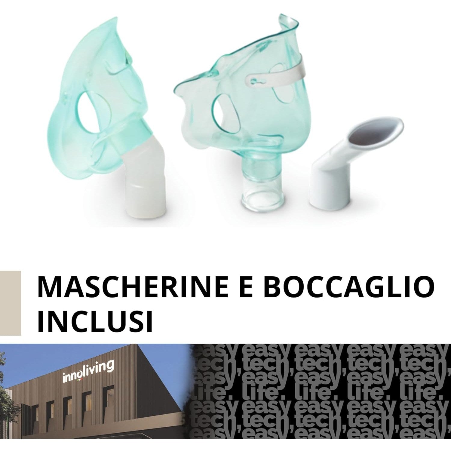 Innoliving Medifit Aerosol a Pistone INMD-NB-218C, Nebulizzatore Silenzioso e Potente, Completo di Mascherina e Ampolla, Areosol per Bambini e Adulti, Facile da Usare e Pulire