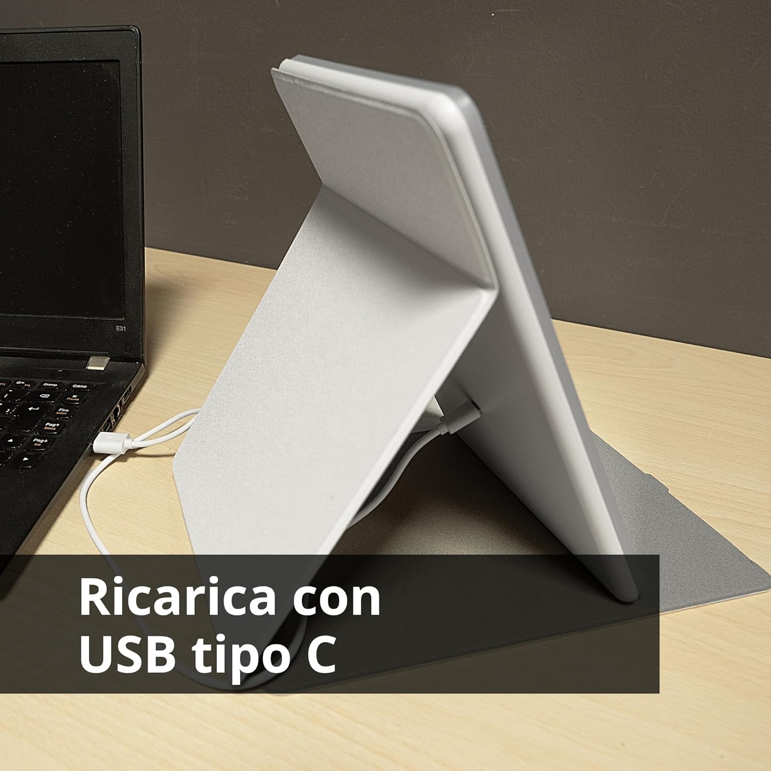 Innoliving Specchio Luminoso Ricaricabile INN-807, Luce LED Regolabile, Luce Regolabile Calda Fredda, Batteria Ricarica USB-C, Base Stabile, Ideale per Trucco, Skincare e Rasatura, Richiudibile Tablet