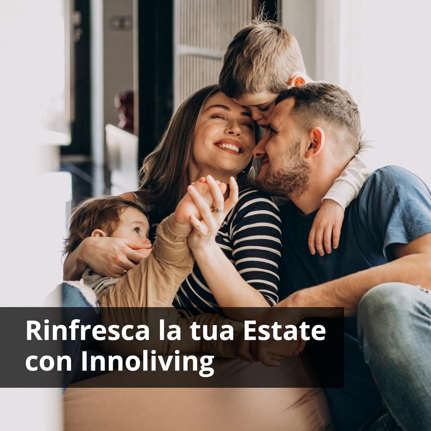 Innoliving Ventilatore a Piantana INN-503ROUND Griglia Mesh, Diametro 40 cm, 3 Velocità, Oscillazione, Altezza Regolabile, Base Rotonda Senza Telecomando