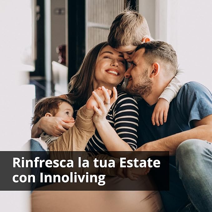 Innoliving Ventilatore a Piantana Digitale High Tech INN-533, Slim Design, Display Touch, Telecomando, Oscillazione 3D, Timer 12h, 12 Velocità, 50W, Ventilazione Potente fino a 5m