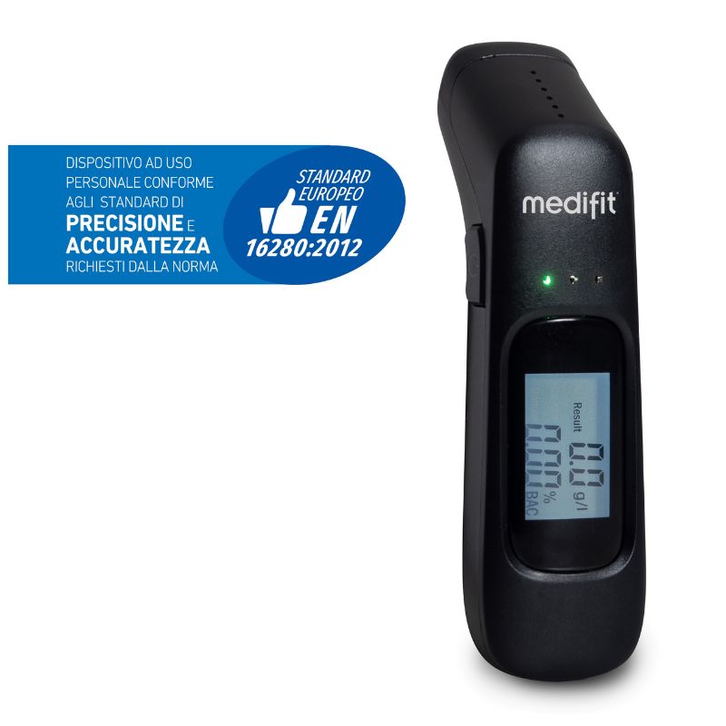 Medifit MD-645 Alcol Test Digitale Ricaricabile, Display LCD, Alta Precisione, Portatile e Compatto, Rilevamento Rapido, Ideale per Uso Personale e Sicurezza alla Guida