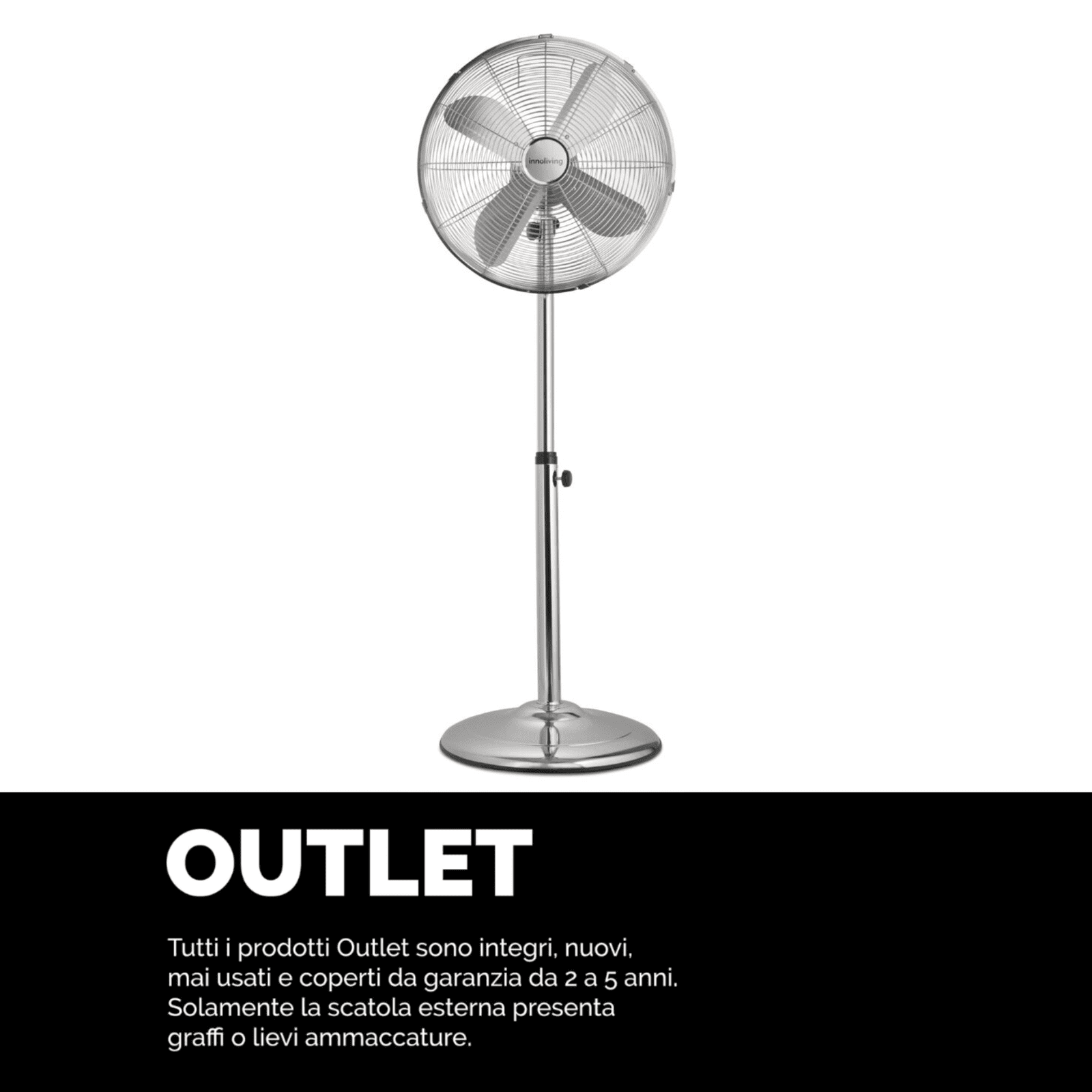 Ventilatore a piantana in metallo oscillazione 3 velocità 50W, Innoliving INN-522