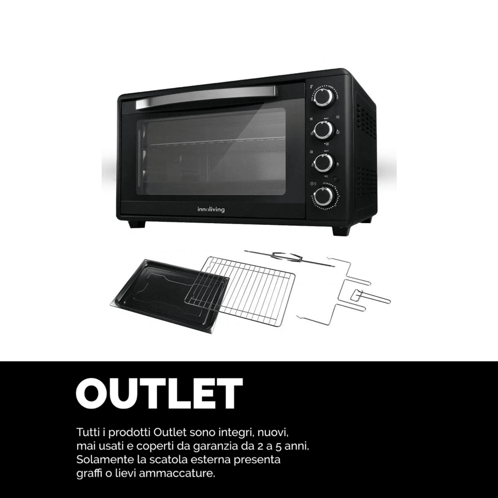 Forno Elettrico 60L con Ventilazione e Girarrosto INN-793 Innoliving