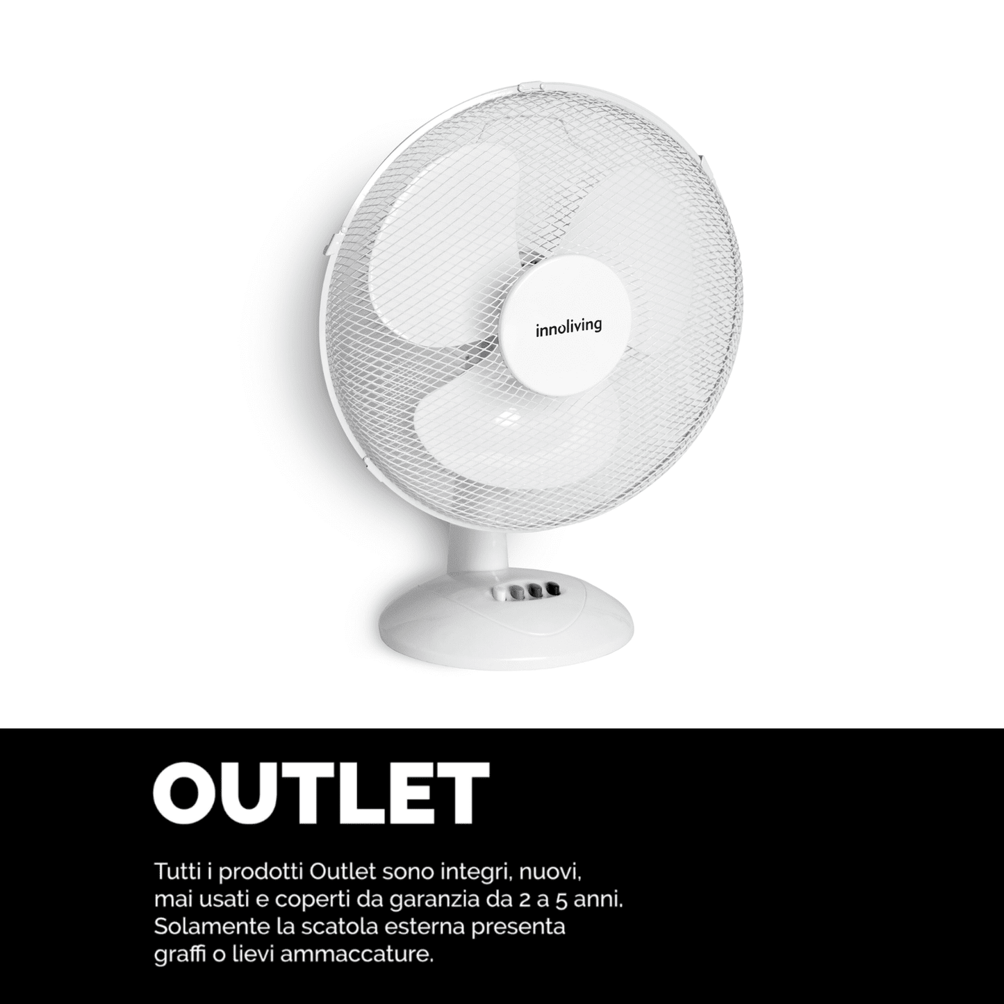 Ventilatore da tavolo 40cm oscillazione 3 velocità griglia "mesh", Innoliving INN-502