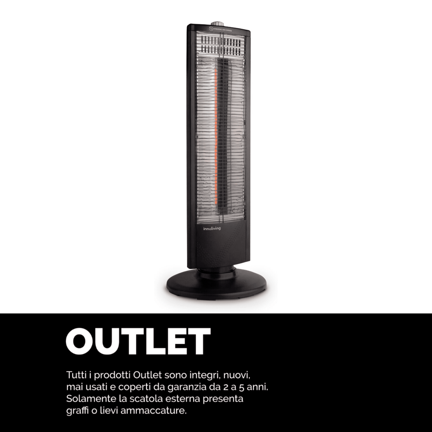 Stufa al Carbonio 2 livelli potenza oscillazione caldo casa 1000W, Innoliving INN-576