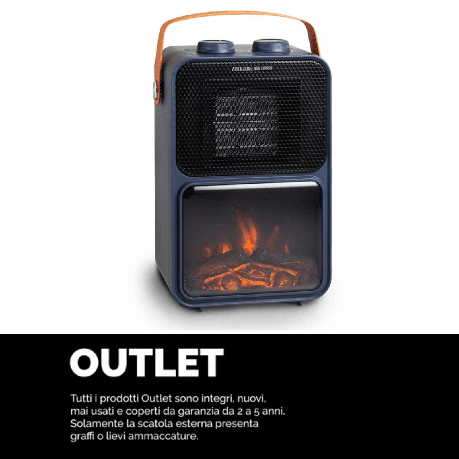 Termoventilatore PTC con effetto caminetto 1200W, INN-582