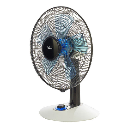 Bimar INB-VT355 Ventilatore da Tavolo Silenzioso 45W, Elica Ø 30cm con 3 Pale in Alluminio, Pannello Comandi con Manopola Retroilluminata, Ventilatore da Scrivania a 3 Velocità, Orientabile Alto e Basso