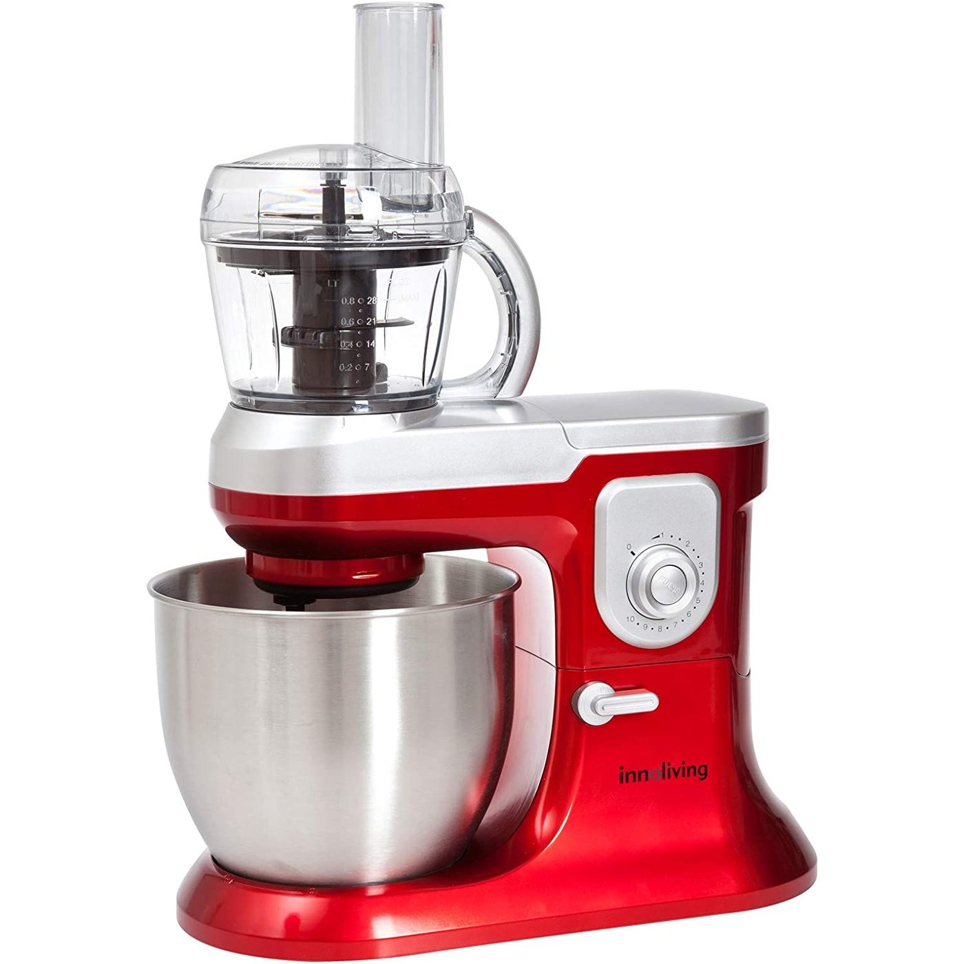 Impastatrice con Frullatore e Robot da Cucina Innoliving INN-721, Rosso 6.5 Litri, 1200 Watt