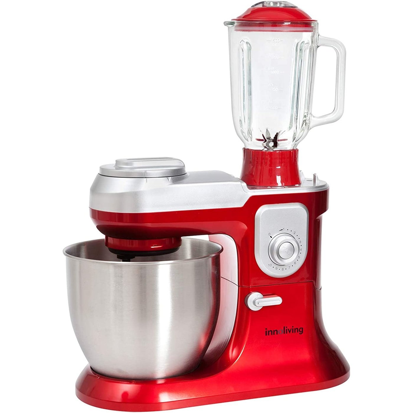 Impastatrice con Frullatore e Robot da Cucina Innoliving INN-721, Rosso 6.5 Litri, 1200 Watt