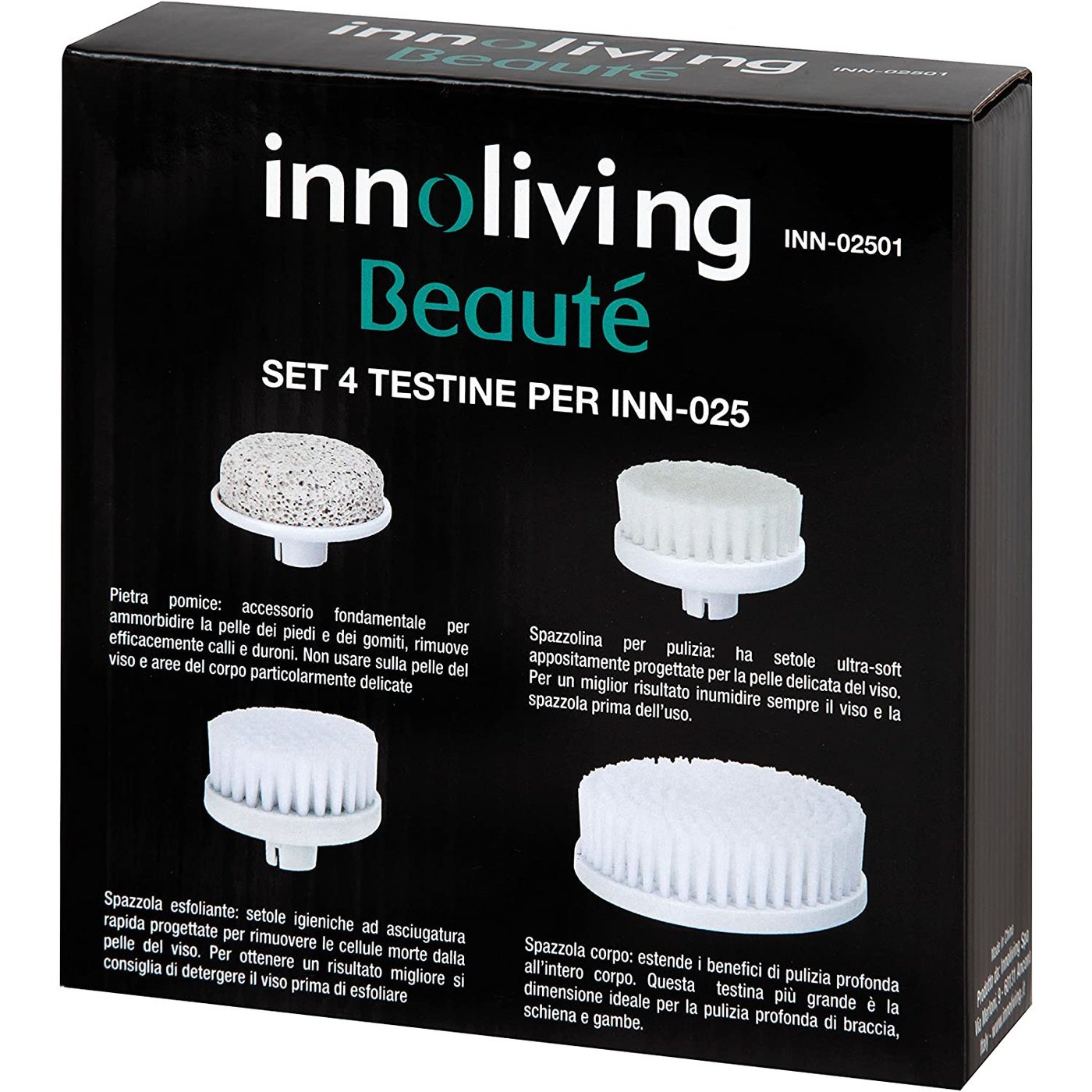 Testine di ricambio per Maxi Beauty Set 4in1 INN-025, Innoliving INN-02501