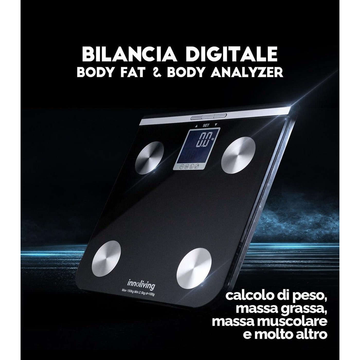 Bilancia digitale diagnostica massa grassa e muscolare, Innoliving INN-117