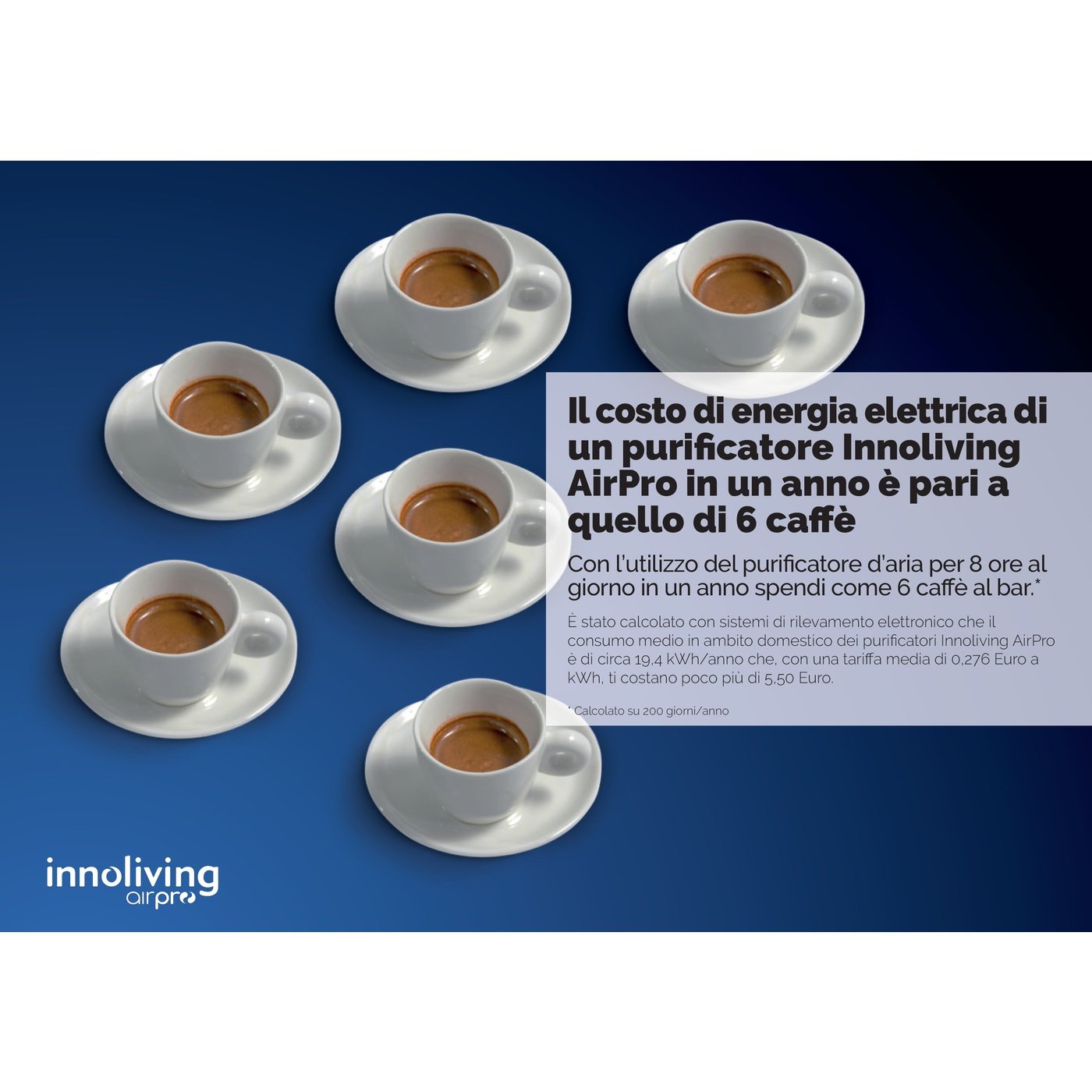 Purificatore d'aria Ercole filtro HEPA e carboni attivi Smart Wi-fi, Innoliving Airpro INN-554