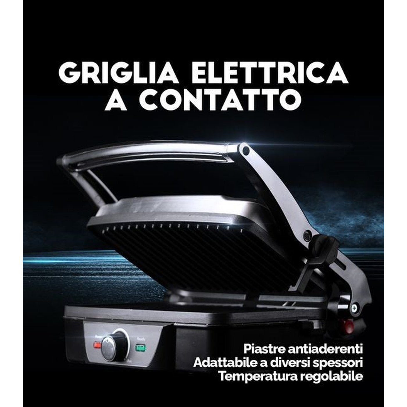 Griglia elettrica a contatto raccolta grasso adattabile a spessori, Innoliving INN-719