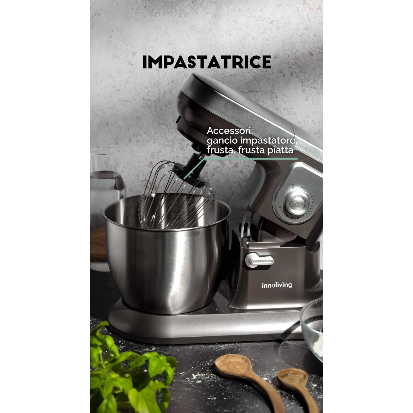 Impastatrice Ciotola 6,5 Litri 1200W Innoliving INN-784