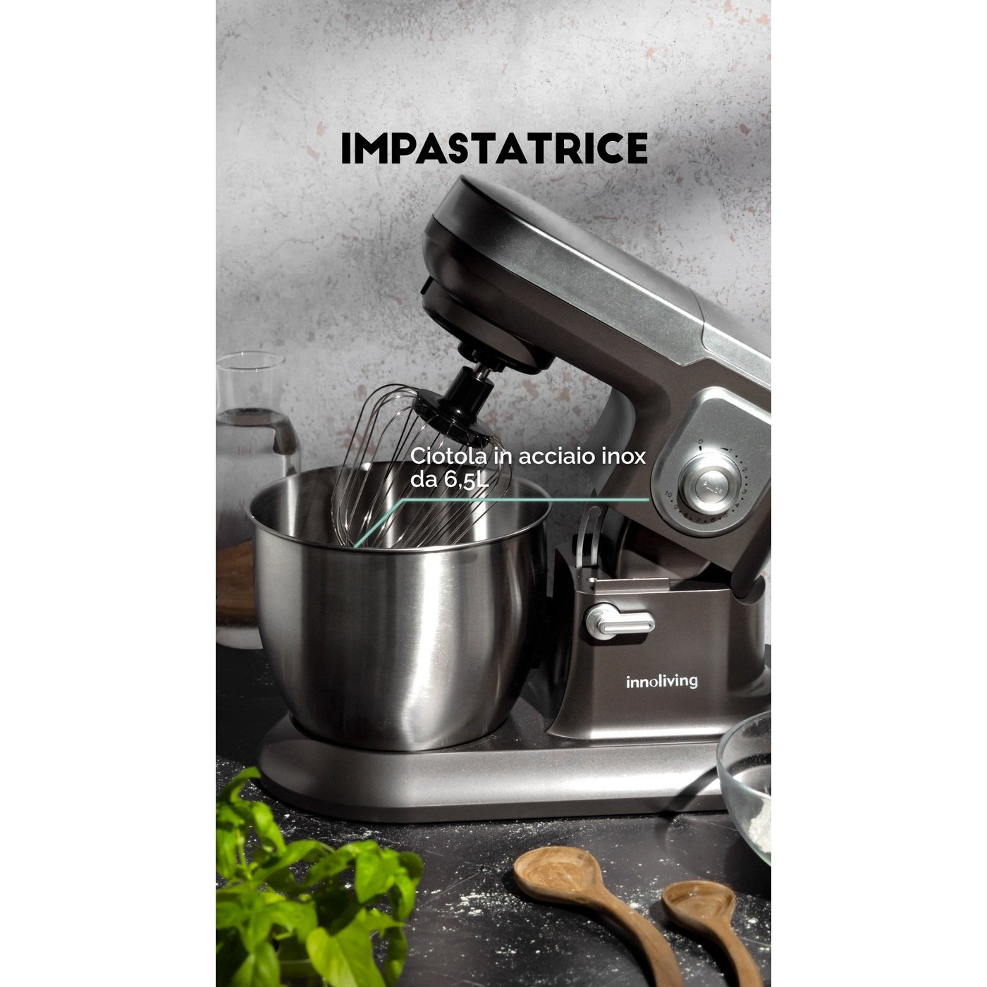 Impastatrice Ciotola 6,5 Litri 1200W Innoliving INN-784