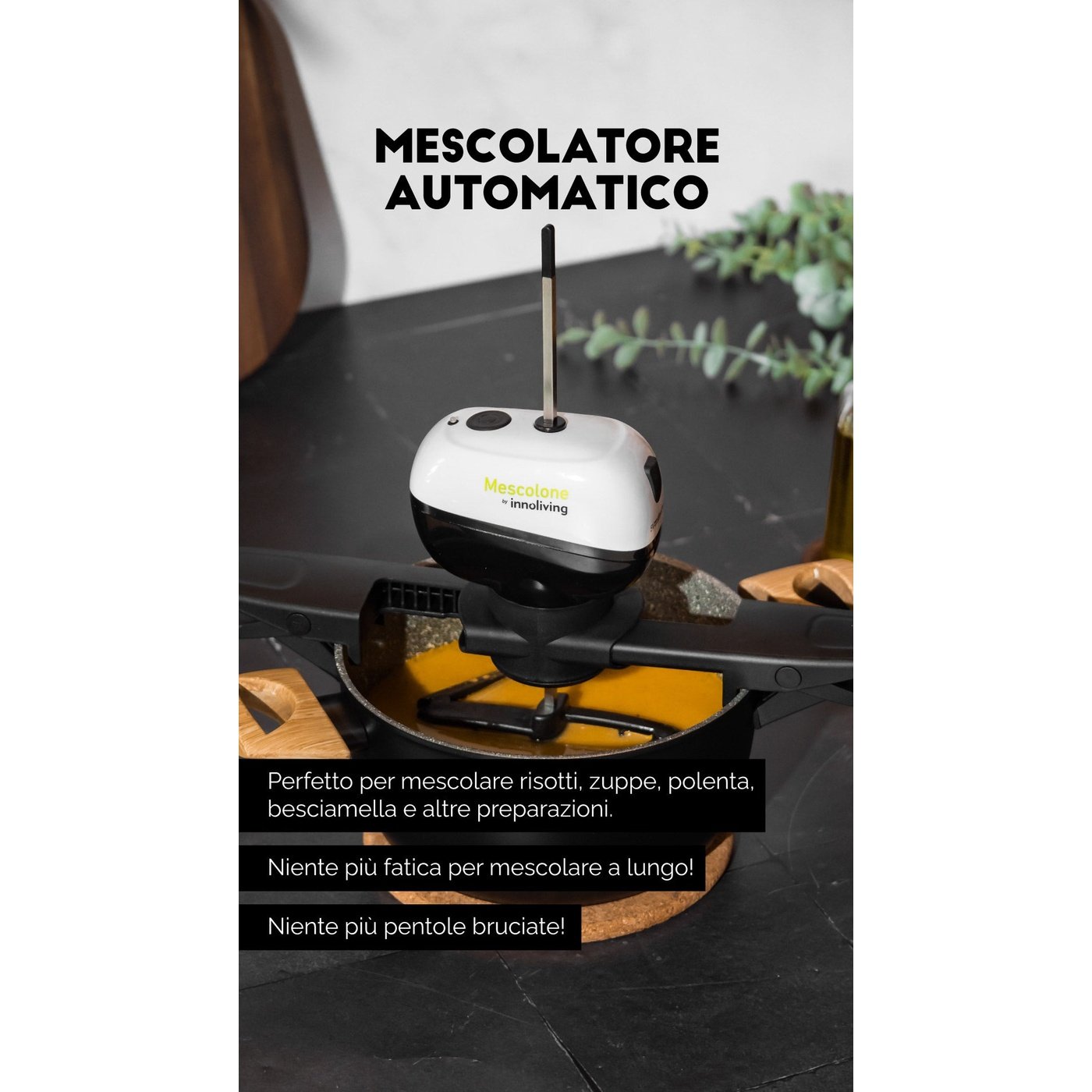 Mescolatore Automatico da cucina Mescolone senza fili facile da pulire, Innoliving INN-785