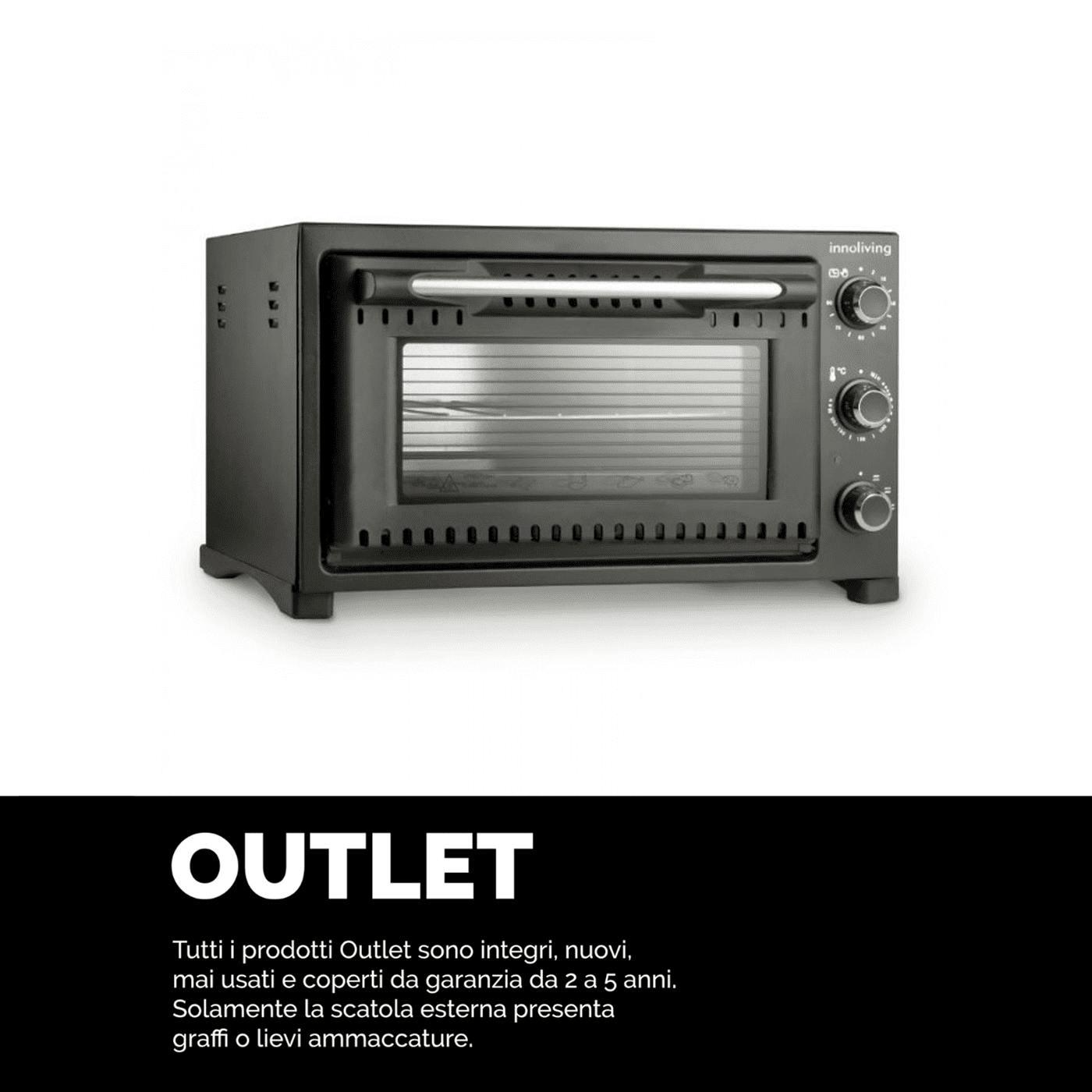 Forno elettrico ventilato 32 litri con teglie timer e luce interna, Innoliving INN-794