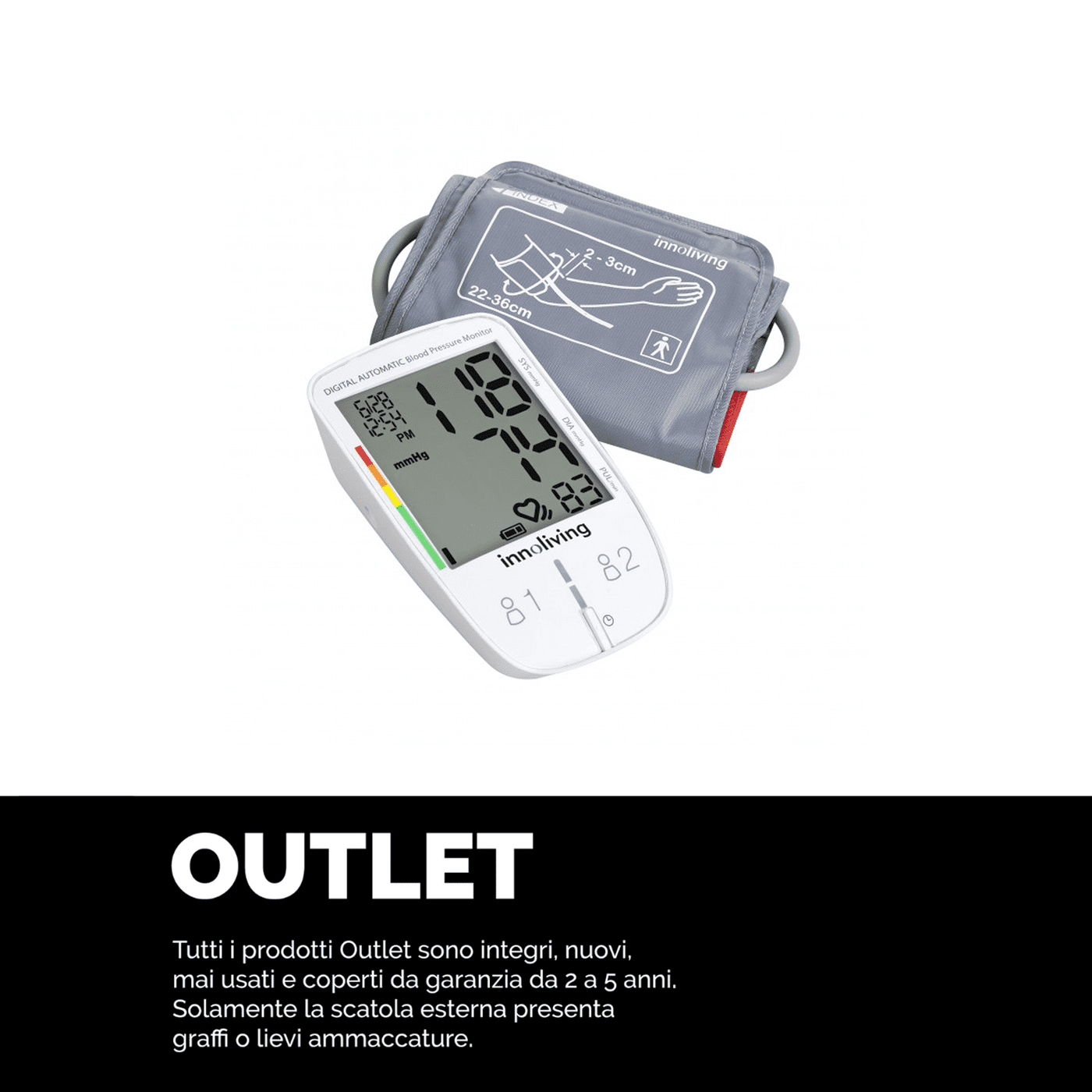 Misuratore di pressione da braccio con schermo LCD preciso, Innoliving INN-014