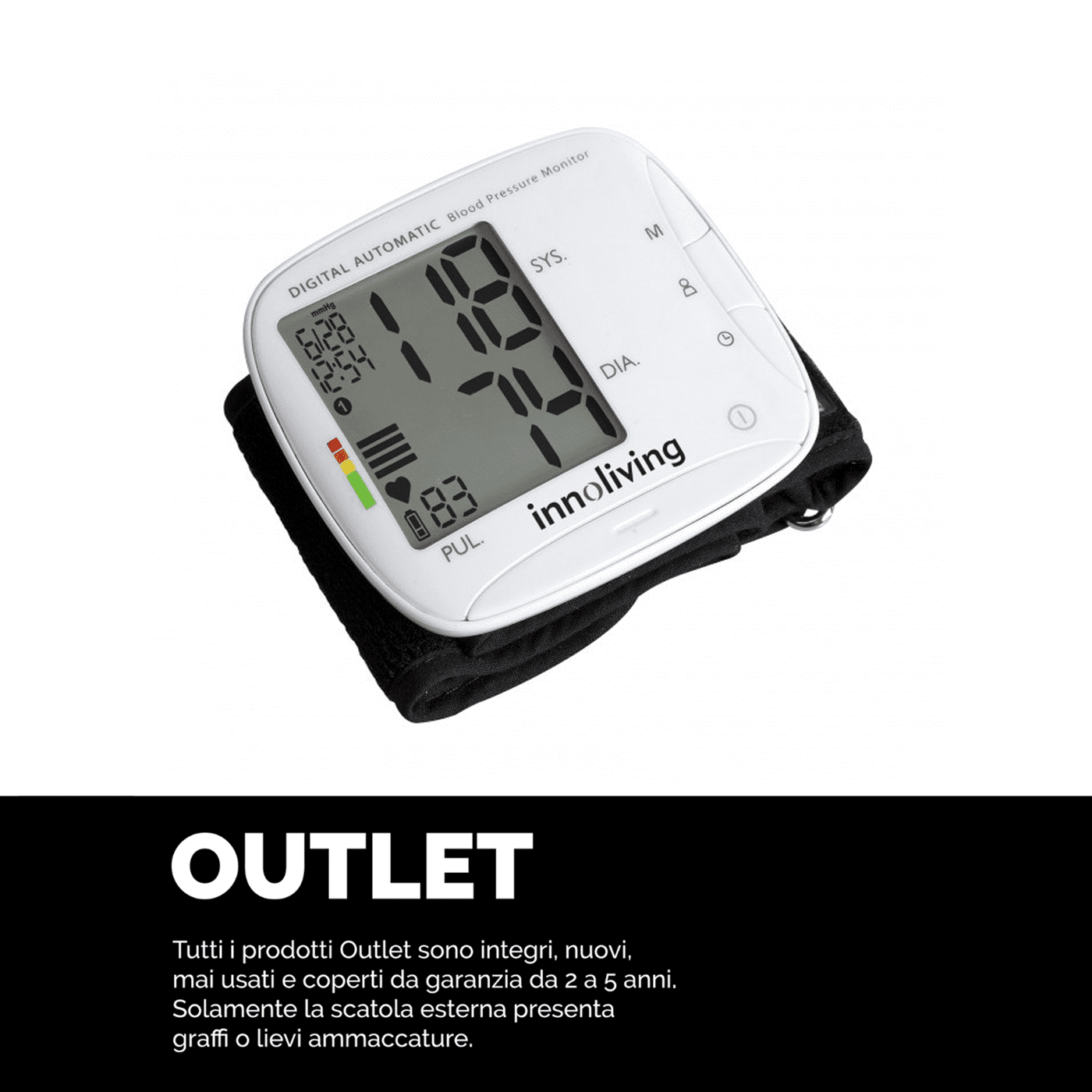 Misuratore di pressione digitale da polso LCD preciso, Innoliving INN-015