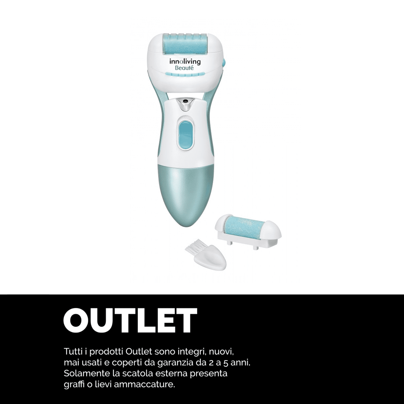 Roller per pedicure waterproof testina sostituibile con accessori, Innoliving INN-024