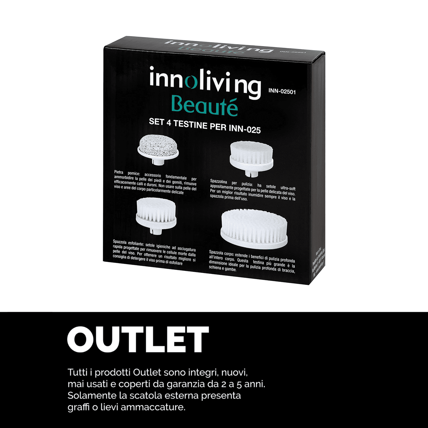 Testine di ricambio per Maxi Beauty Set 4in1 INN-025, Innoliving INN-02501