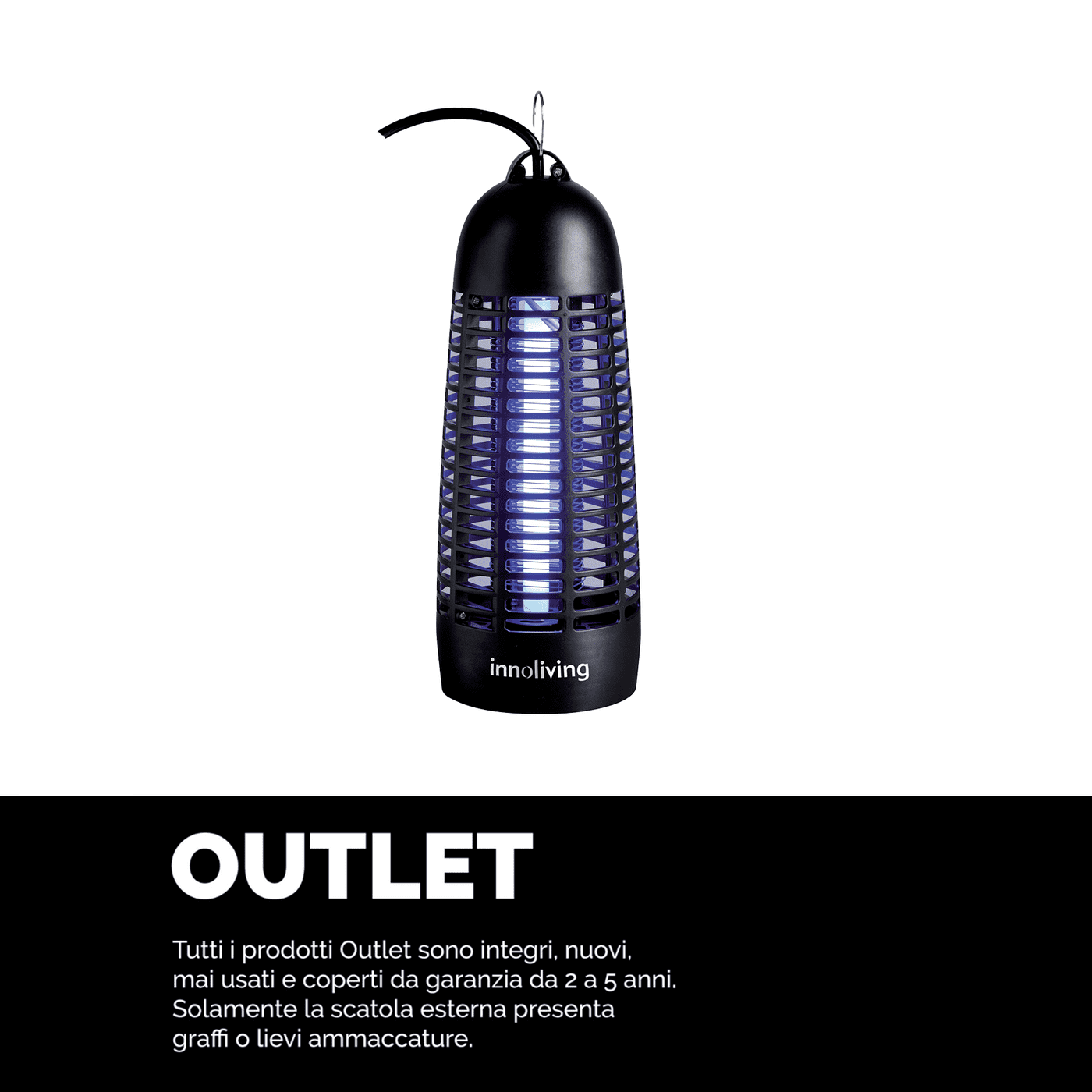 Lanterna Antizanzare 6W gancio 8000 ore UV vassoio removibile, Innoliving INN-081