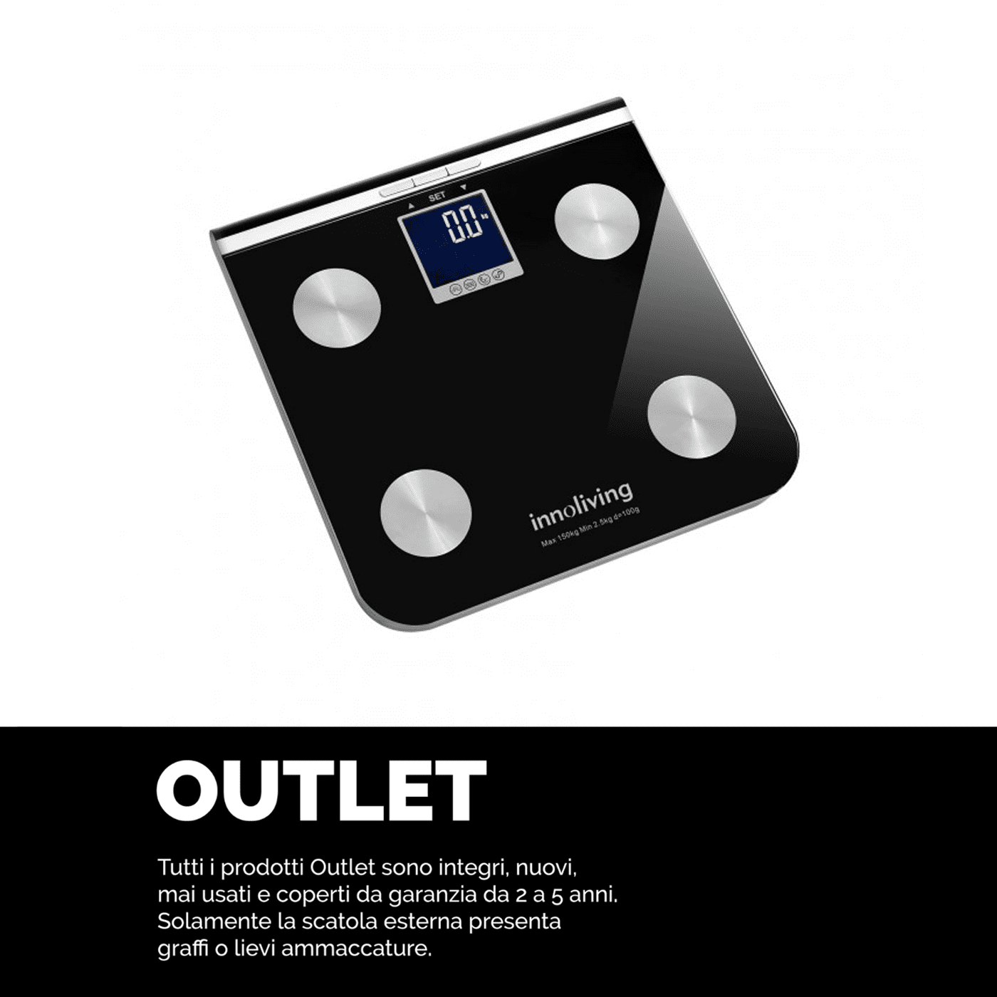 Bilancia digitale diagnostica massa grassa e muscolare, Innoliving INN-117
