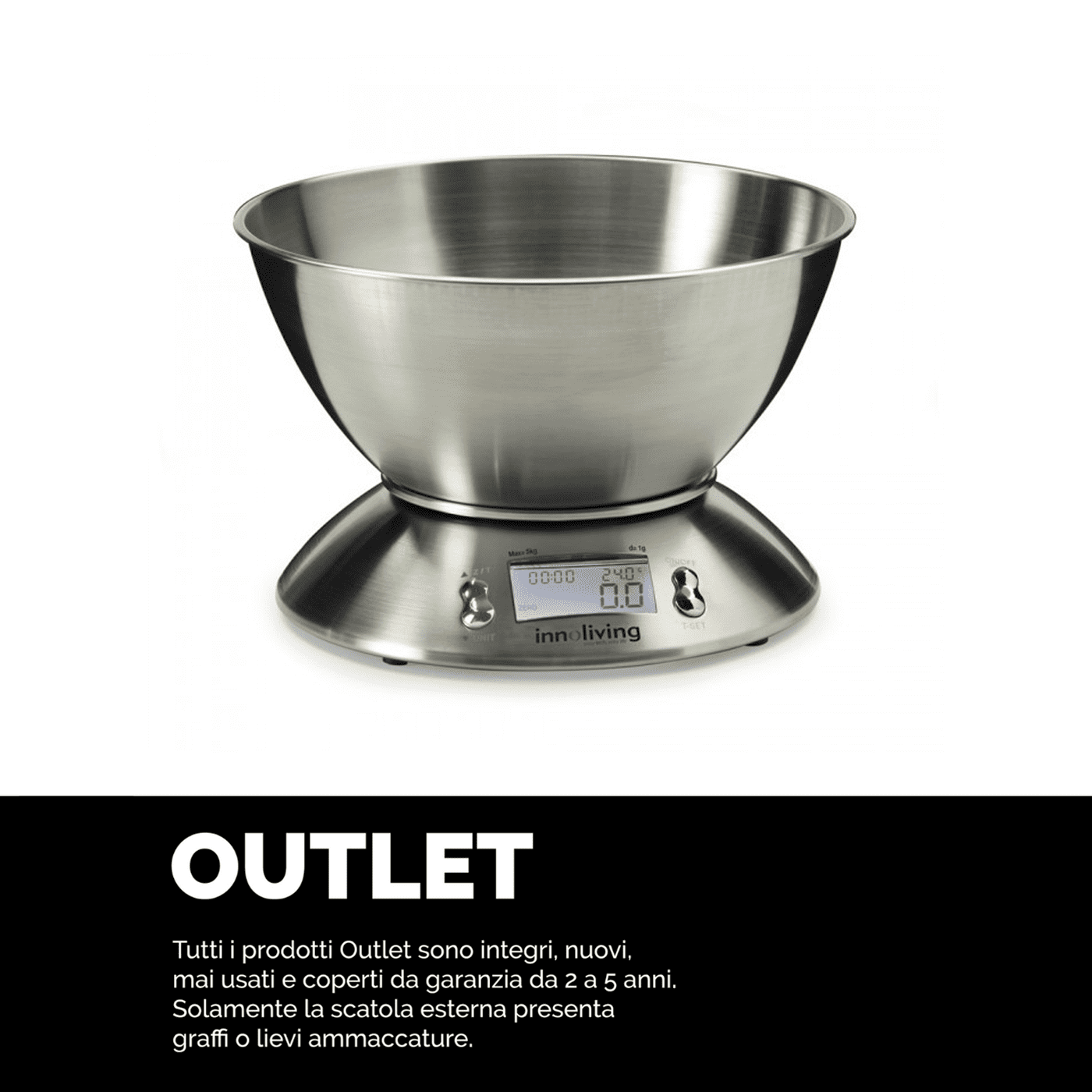 Bilancia da cucina acciaio Inox elegante moderna, Innoliving INN-127